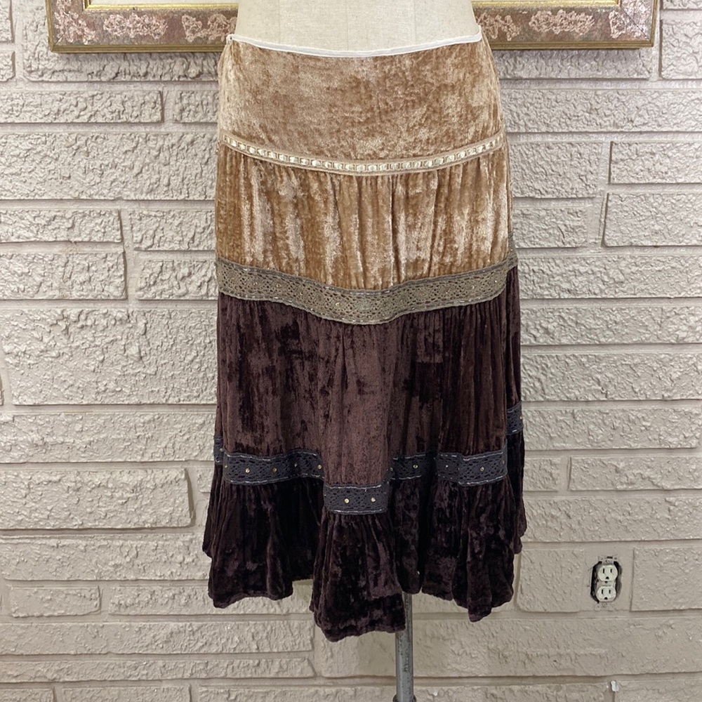 JPR Separates Tiered Velvet/Velour Skirt